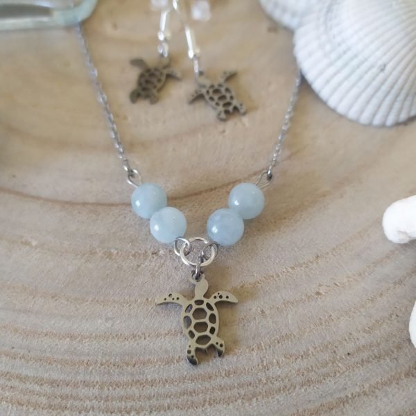 bijoux tortue de mer aigue marine