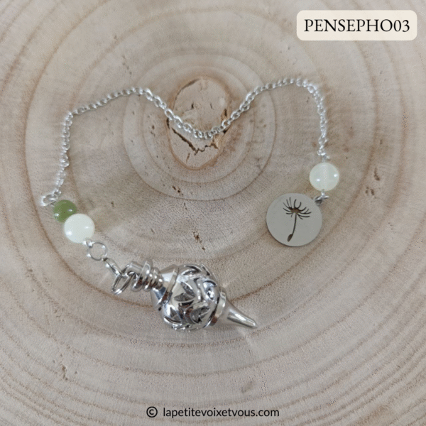 Pendules Séphoroton artisanaux en métal argenté et pierres naturelles AAA – Image 5