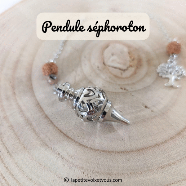 Pendules Séphoroton artisanaux en métal argenté et pierres naturelles AAA – Image 2