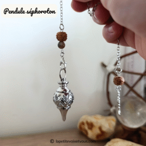 Pendules Séphoroton artisanaux en métal argenté et pierres naturelles AAA